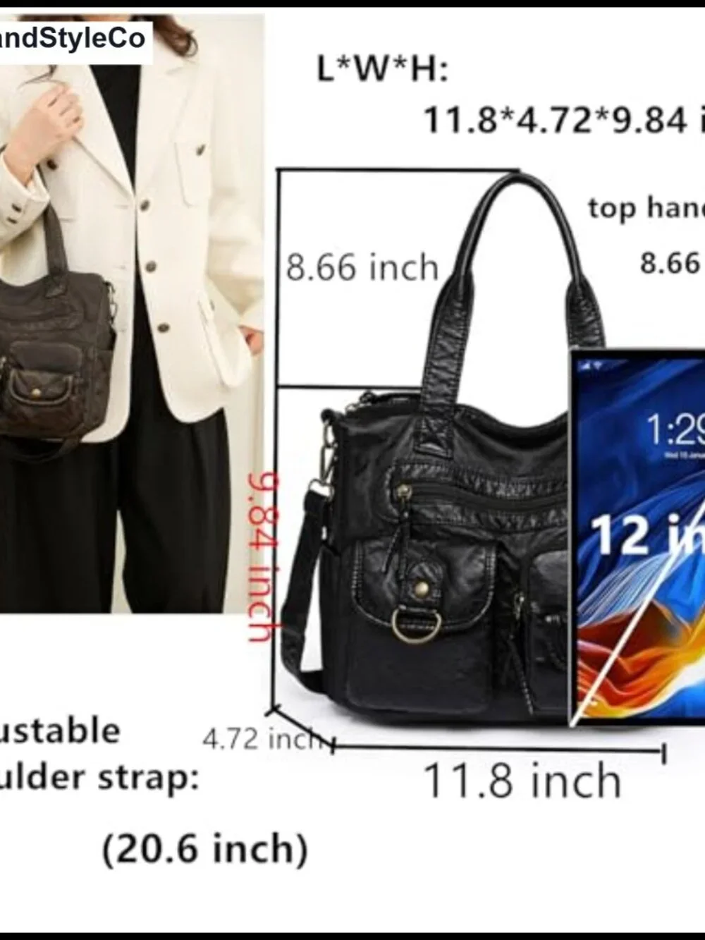 Hobo Handbag Top Handle Satchel Purse Women Soft PU Leather Faux Leather